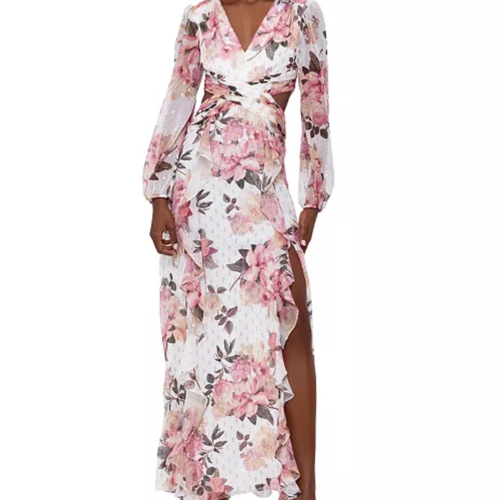 Xscape Women’s long sleeve v-neck Maxi dress